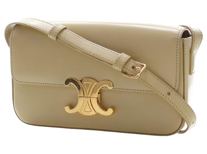 Céline Borsa a tracolla Celine Claude in pelle di vitello lucida gialla con Triomphe - vista 13