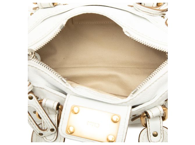 Mini mala de mão Paddington em couro branco Chloé - vista 4