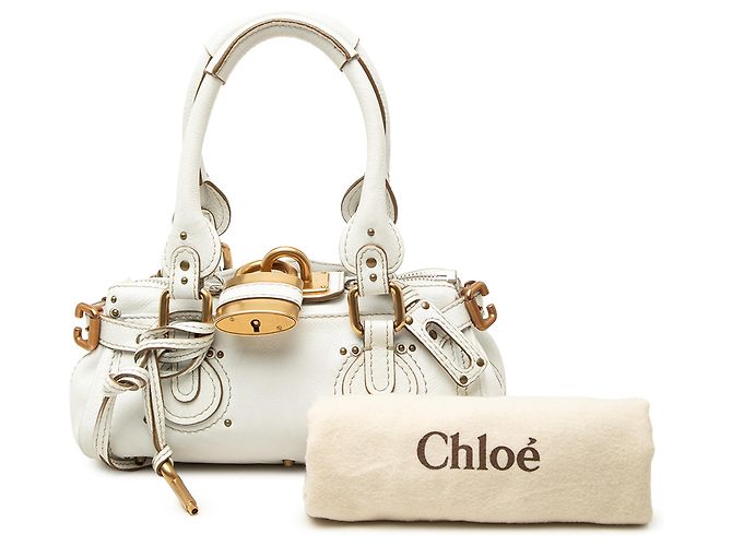 Mini mala de mão Paddington em couro branco Chloé - vista 7