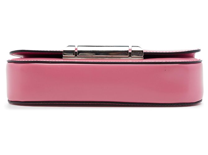 Bolsa Tiracolo com Aba Sybille em Couro Spazzolato Rosa Prada - vista 3