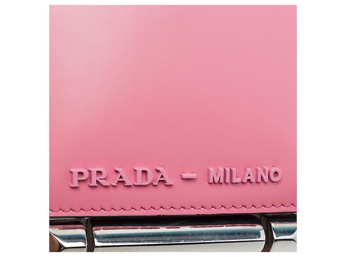 Bolsa Tiracolo com Aba Sybille em Couro Spazzolato Rosa Prada - vista 5