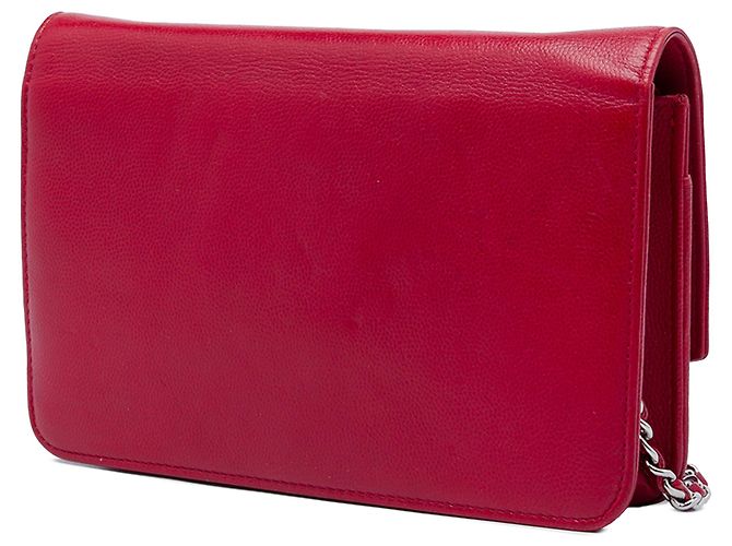 Chanel Red CC Caviar Sevruga Wallet On Chain - vista 2