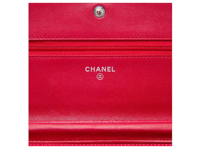 Chanel Red CC Caviar Sevruga Wallet On Chain - vista 5