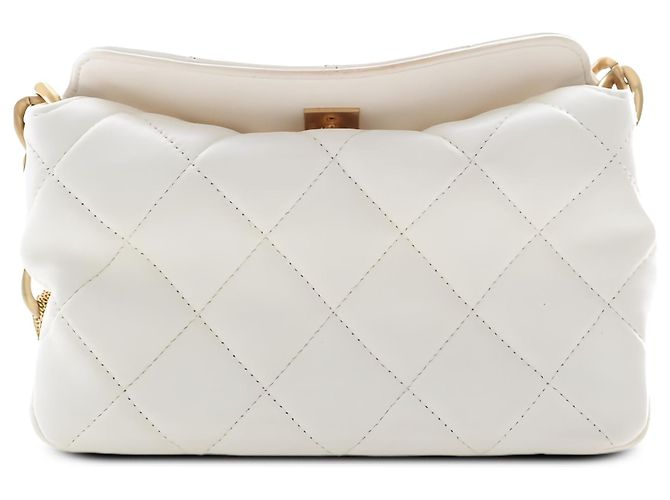 Chanel Borsa Hobo Piccola CC Matelassé in Pelle d'Agnello Bianca con Catena - vista 2