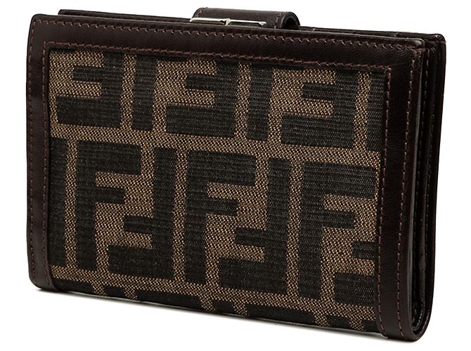 Fendi Brown Zucca Canvas Bifold Kisslock Compact Wallet - view 2