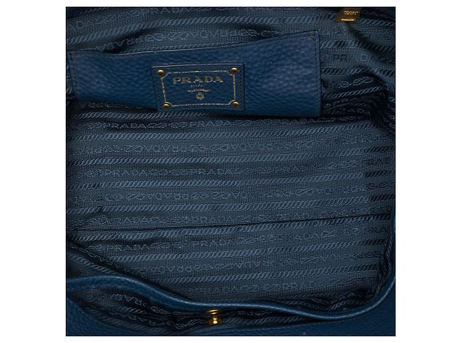 Prada Blue Vitello Daino Offene Convertible Tote - Ansicht 4