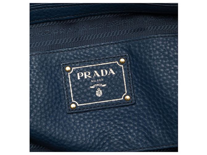 Prada Blue Vitello Daino Offene Convertible Tote - Ansicht 5