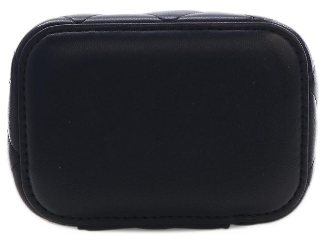 Chanel Mini Vanity Case CC Matelassé in Pelle d'Agnello Nera con Manico e Catena - vista 3