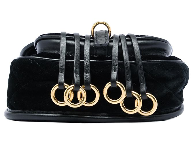 Prada Black Impuntu Embroidered Velluto Corsaire wandelbare Gürteltasche - Ansicht 3