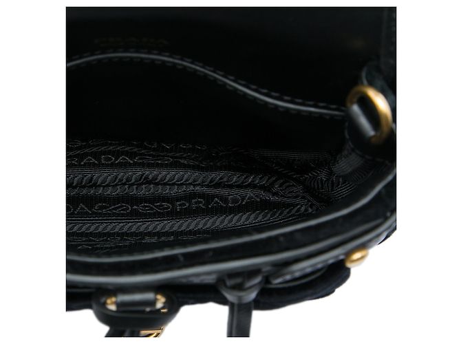 Prada Black Impuntu Embroidered Velluto Corsaire wandelbare Gürteltasche - Ansicht 4