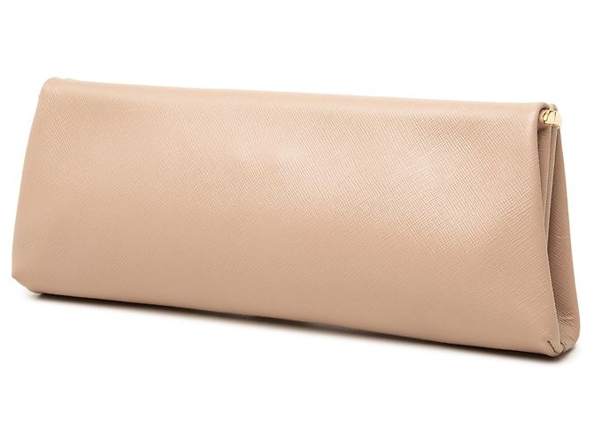 Clutch Prada Beige Saffiano Lux East West Frame - vista 2
