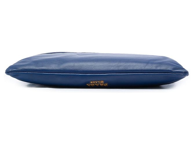 Pochette Prada Blue Soft Calf Fold Over - vue 3