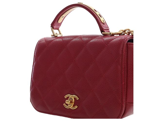 Chanel Red Mini Quilted Lambskin Carry Chic Flap - vista 13