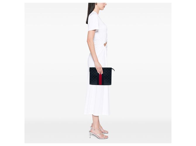 Clutch Gucci Blue Guccissima Web - vista 5