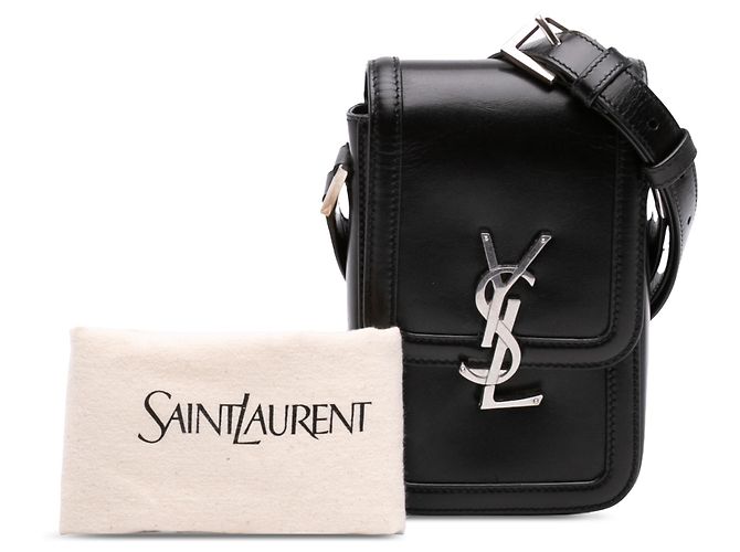 Autre Marque Custodia per telefono Solferino Mini in pelle di vitello nera Saint Laurent - vista 7