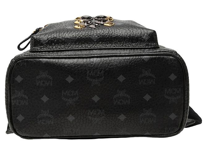 Zaino MCM Black Small Visetos Coated Canvas Studded Stark Brock - vista 3