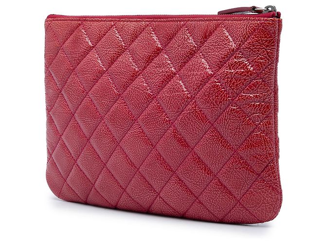 Clutch Chanel Red Small Crinkled Patent O Case - vista 2