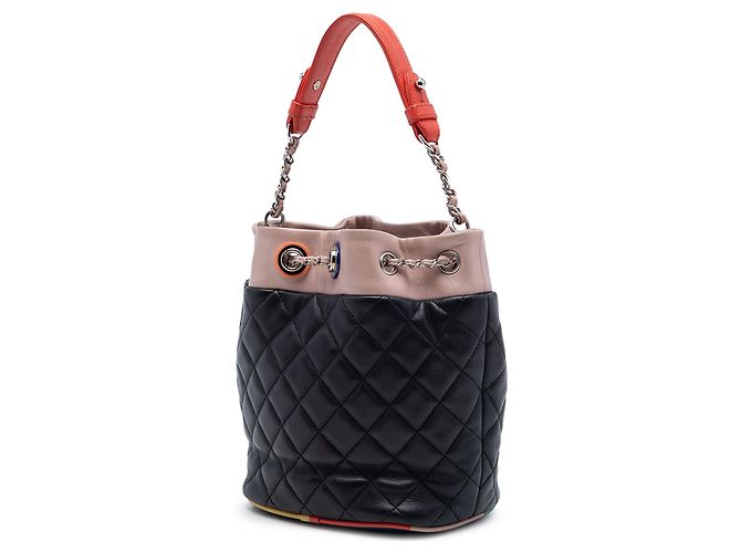 Borsa bucket Chanel Black CC Multicolor Quilted Lambskin Cuba Drawstring - vista 2