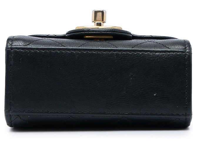 Chanel Mini Pochette Chic Pearls in Pelle di Capra Nera con Catena - vista 3