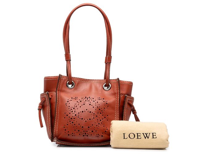 LOEWE Orange Leder Perforated Anagram Punching Tote - Ansicht 7