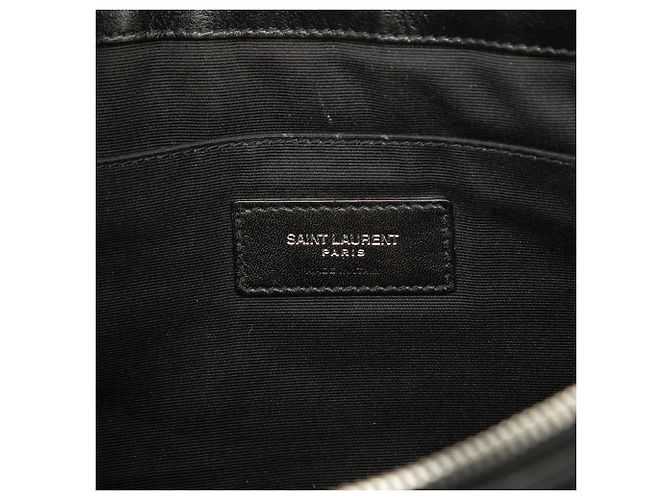 Autre Marque Portadocumenti Saint Laurent in pelle chevron nera con monogramma - vista 5
