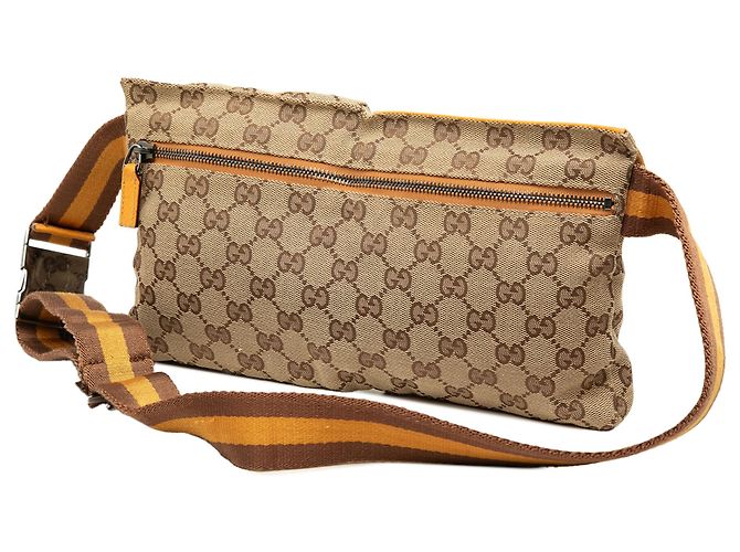 Bolso cinturón Gucci Beige GG Canvas Web con doble bolsillo - vista 2
