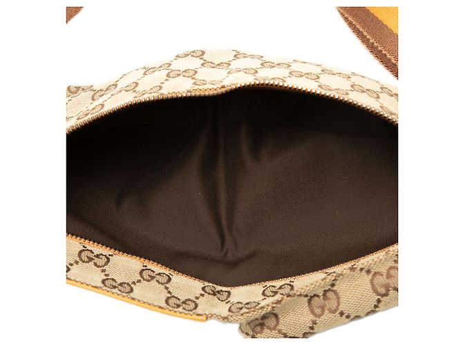 Bolso cinturón Gucci Beige GG Canvas Web con doble bolsillo - vista 4