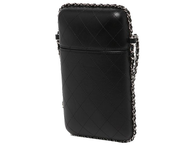Portacellulare Chanel Black CC Quilted Lambskin Chain Around - vista 2