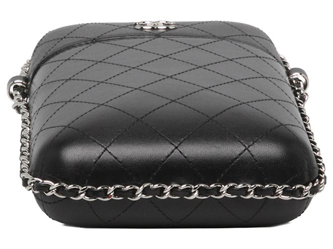 Portacellulare Chanel Black CC Quilted Lambskin Chain Around - vista 3