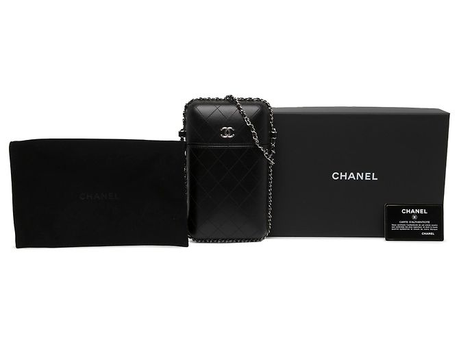 Portacellulare Chanel Black CC Quilted Lambskin Chain Around - vista 6