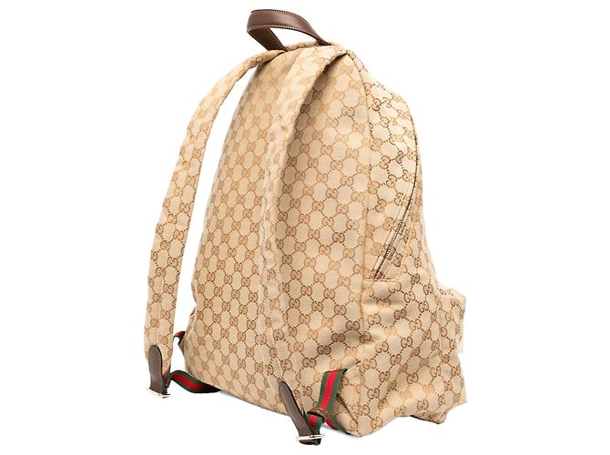 Gucci Beige Large GG Canvas Web Tag Rucksack - Ansicht 2
