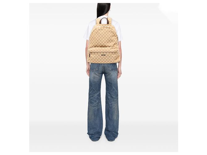 Gucci Beige Large GG Canvas Web Tag Rucksack - Ansicht 5