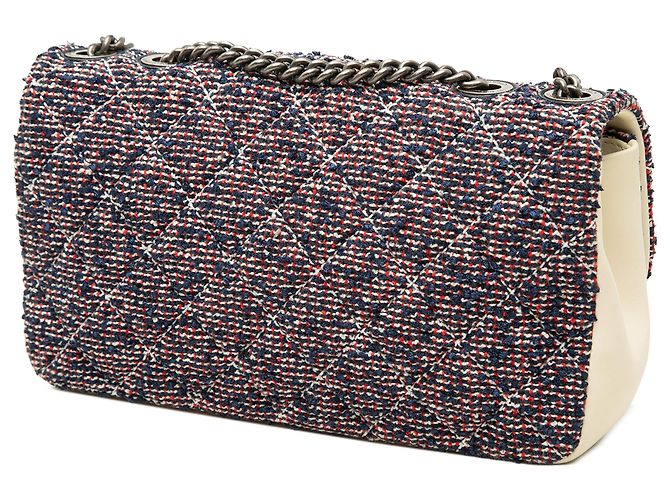 Chanel Blue Medium Tweed Single Flap - vista 2