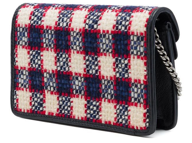 Gucci Mini Borsa a Tracolla Dionysus in Tweed a Quadretti Nero - vista 2