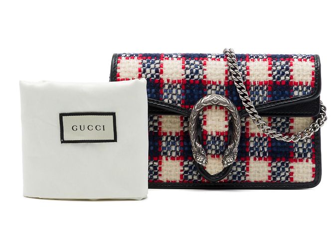 Gucci Mini Borsa a Tracolla Dionysus in Tweed a Quadretti Nero - vista 7