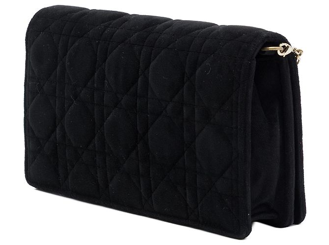 Clutch convertibile con catena Lady Dior in velluto nero Cannage Dior - vista 2