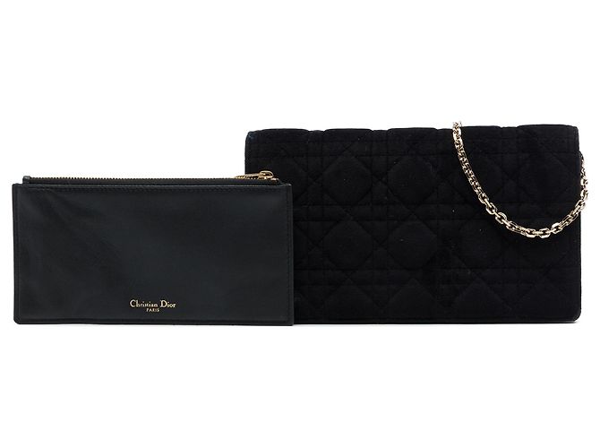 Clutch convertibile con catena Lady Dior in velluto nero Cannage Dior - vista 7
