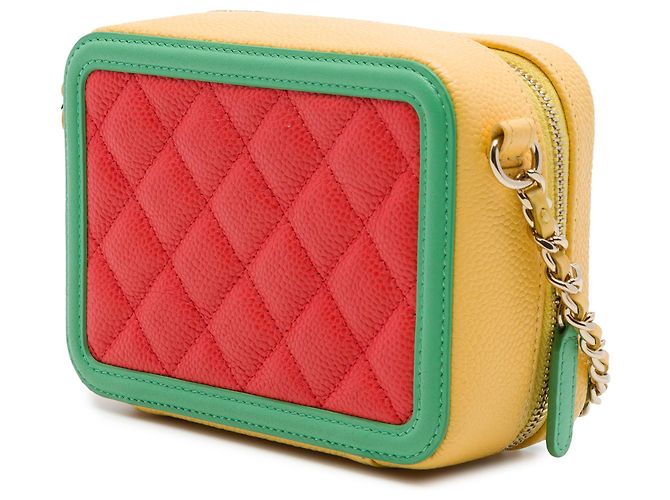 Mini Vanity Case Chanel Orange Tricolor Caviar CC Filigree - vista 2
