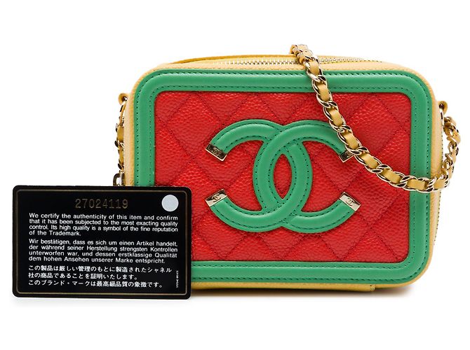 Mini Vanity Case Chanel Orange Tricolor Caviar CC Filigree - vista 7
