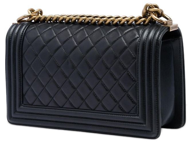 Chanel Black Old Medium Quilted Lambskin Boy Flap - Ansicht 2