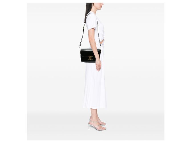 Céline Celine Black Classique Shiny Calfskin Triomphe Crossbody - vue 5