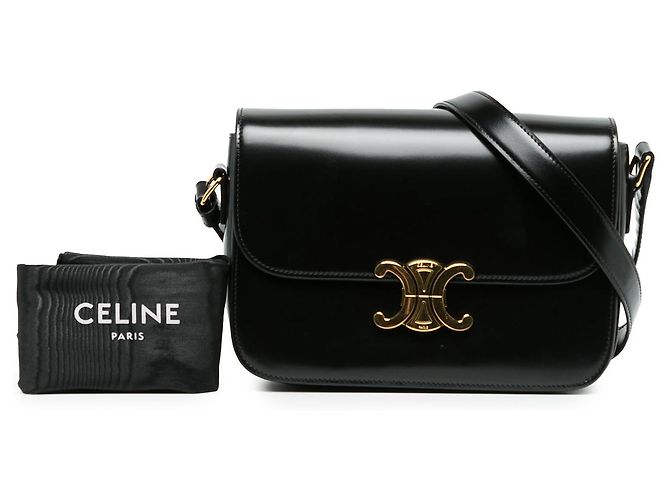 Céline Celine Black Classique Shiny Calfskin Triomphe Crossbody - vue 6