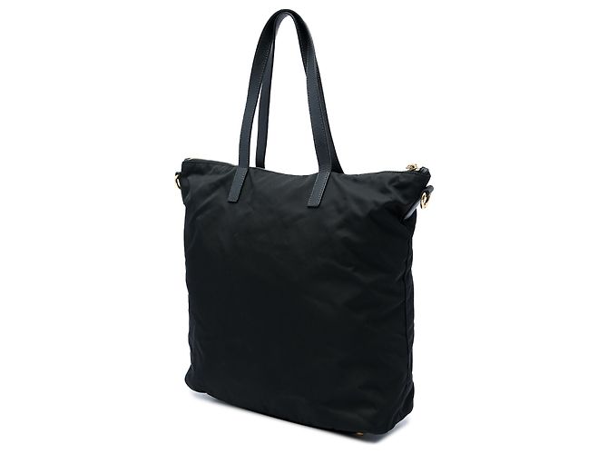 Borsa Tote Convertibile Prada in Tessuto Nero con Chiusura a Zip - vista 2