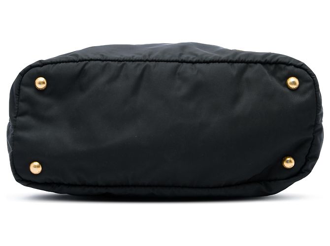 Borsa Tote Convertibile Prada in Tessuto Nero con Chiusura a Zip - vista 3