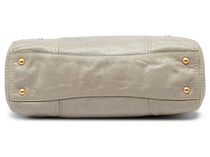 Borsa Prada Beige Vitello Shine Bauletto Zip Top Satchel - vista 3