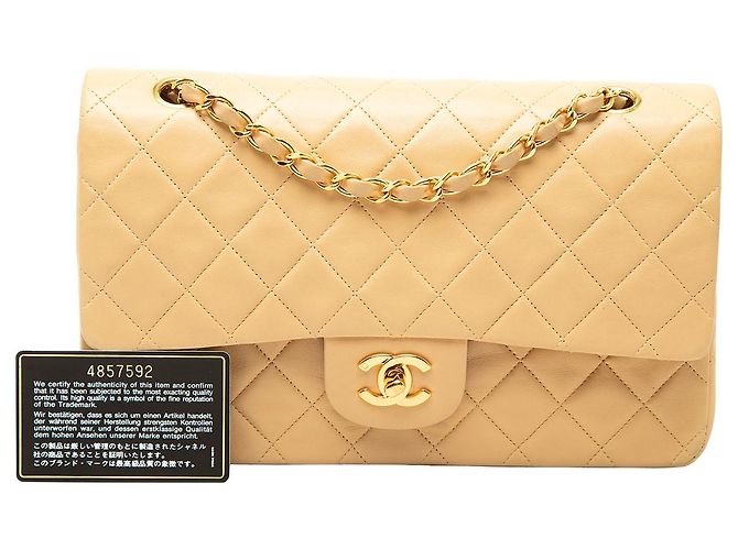 Chanel Beige Medium Classic Lambskin Double Flap - vista 7
