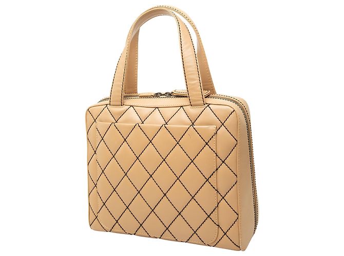 Chanel Beige CC Handtasche aus Lammleder Wild Stitch - Ansicht 2