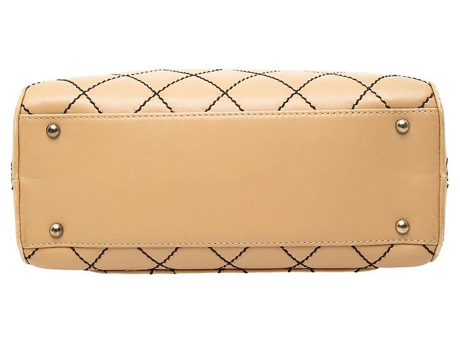 Chanel Beige CC Handtasche aus Lammleder Wild Stitch - Ansicht 3