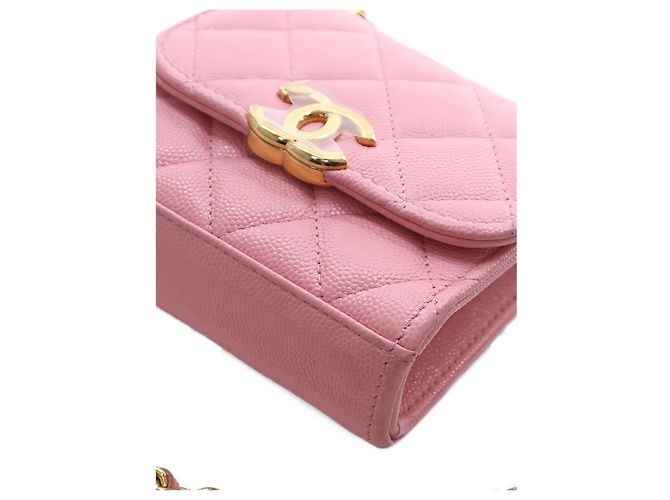 Chanel Mini CC Quilted Caviar Top Handle Clutch con Catena Rosa - vista 11