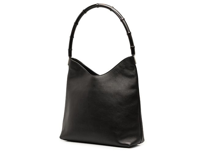Bamboo Bolsa de Ombro Gucci em Pele de Bezerro Preta com Bambu - vista 2